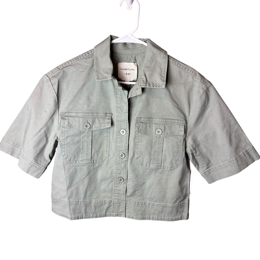Habitual Jasper Green Short Sleeve‎ Utility Jacket Top XS